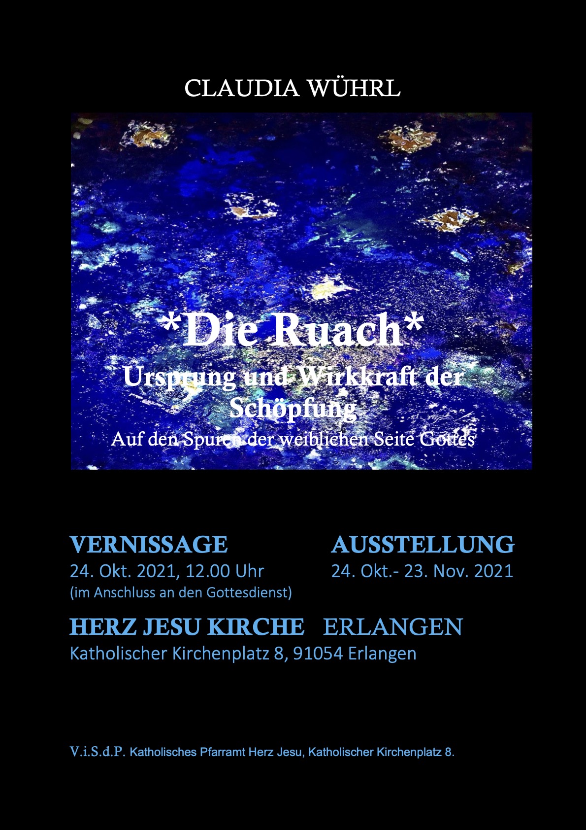 Read more about the article Ausstellung „Die Ruach – Seelenbilder. Auf den Spuren der weiblichen Seite Gottes“  1./2.10.2022 @Sulzburg-Laufener Ateliertage, S. Cyriak, Klosterplatz 2, 79295 Sulzburg